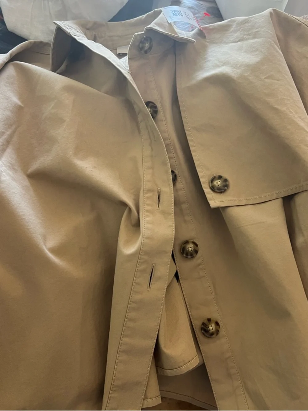 NWT LOFT Cape Style Trench Jacket XS Tan Minimalist Capsule Chic - Picture 3 of 7